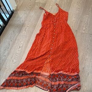 Vibrant Red Bohemian Maxi Dress